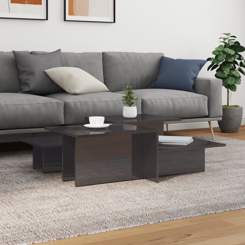 Tables basses 2 pcs gris brillant bois d'ingénierie - XIOS