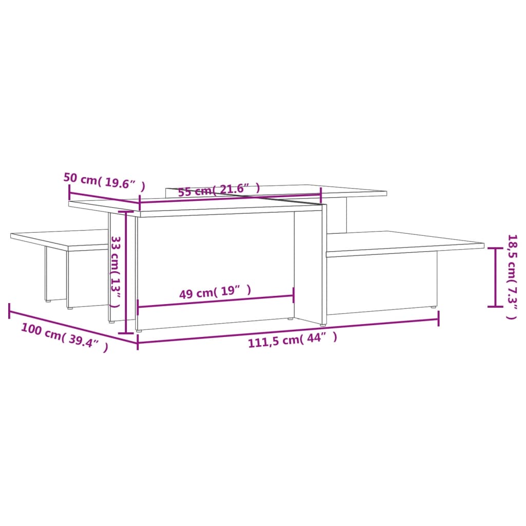 Tables basses 2 pcs Sonoma gris Bois d'ingénierie - XIOS
