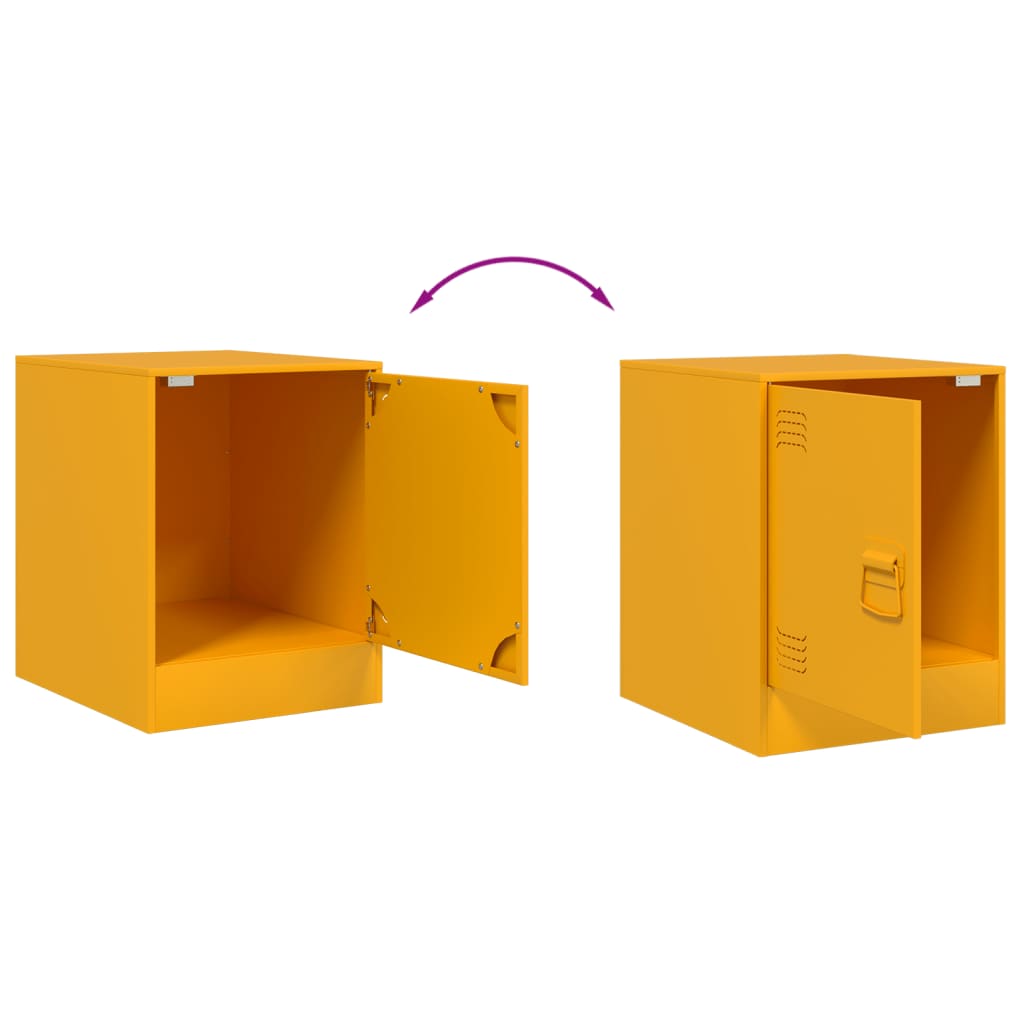 Tables de chevet 2 pcs jaune moutarde 34,5x39x44 cm acier - XIOS