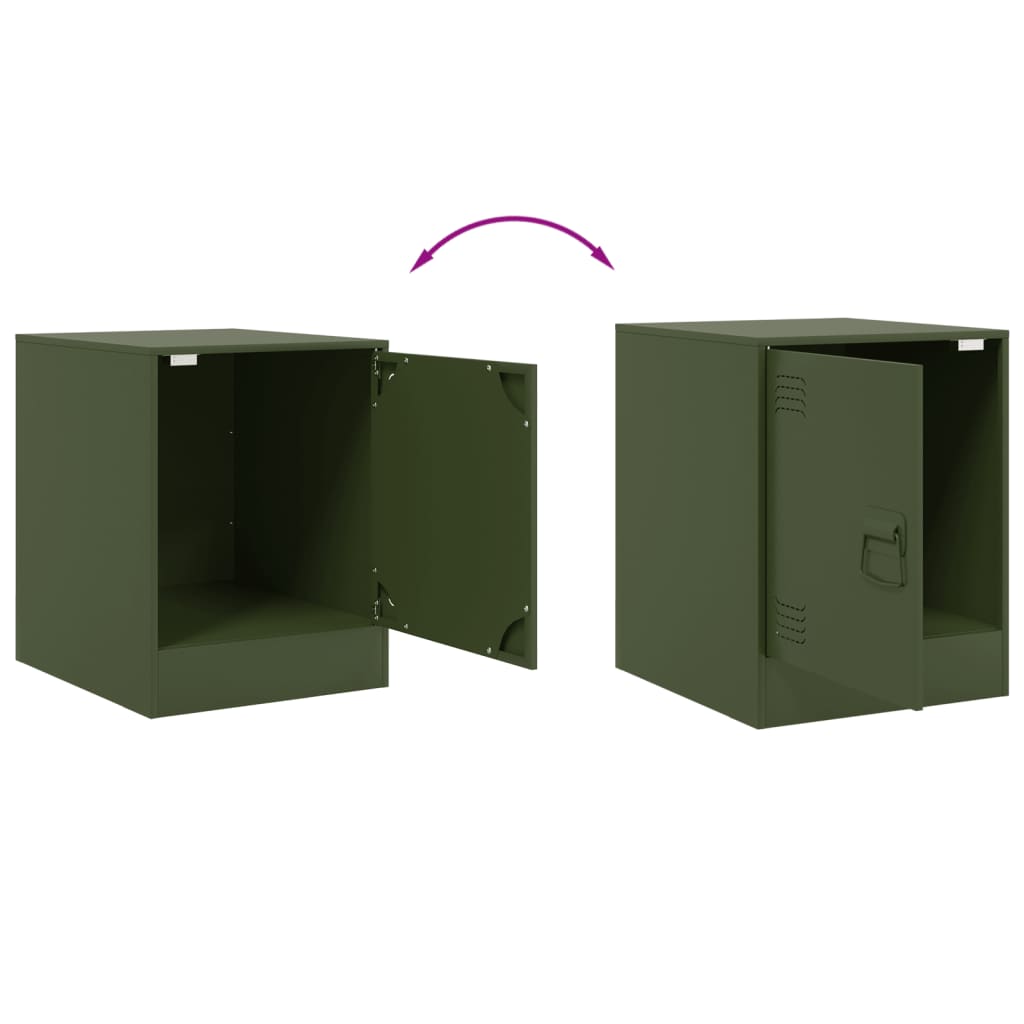 Tables de chevet 2 pcs vert olive 34,5x39x44 cm acier - XIOS