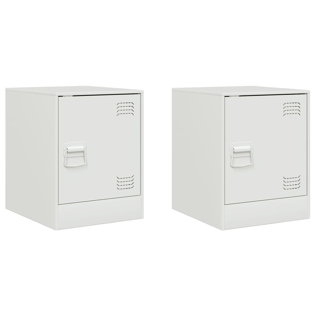 Tables de chevet 2 pcs blanc 34,5x39x44 cm acier - XIOS
