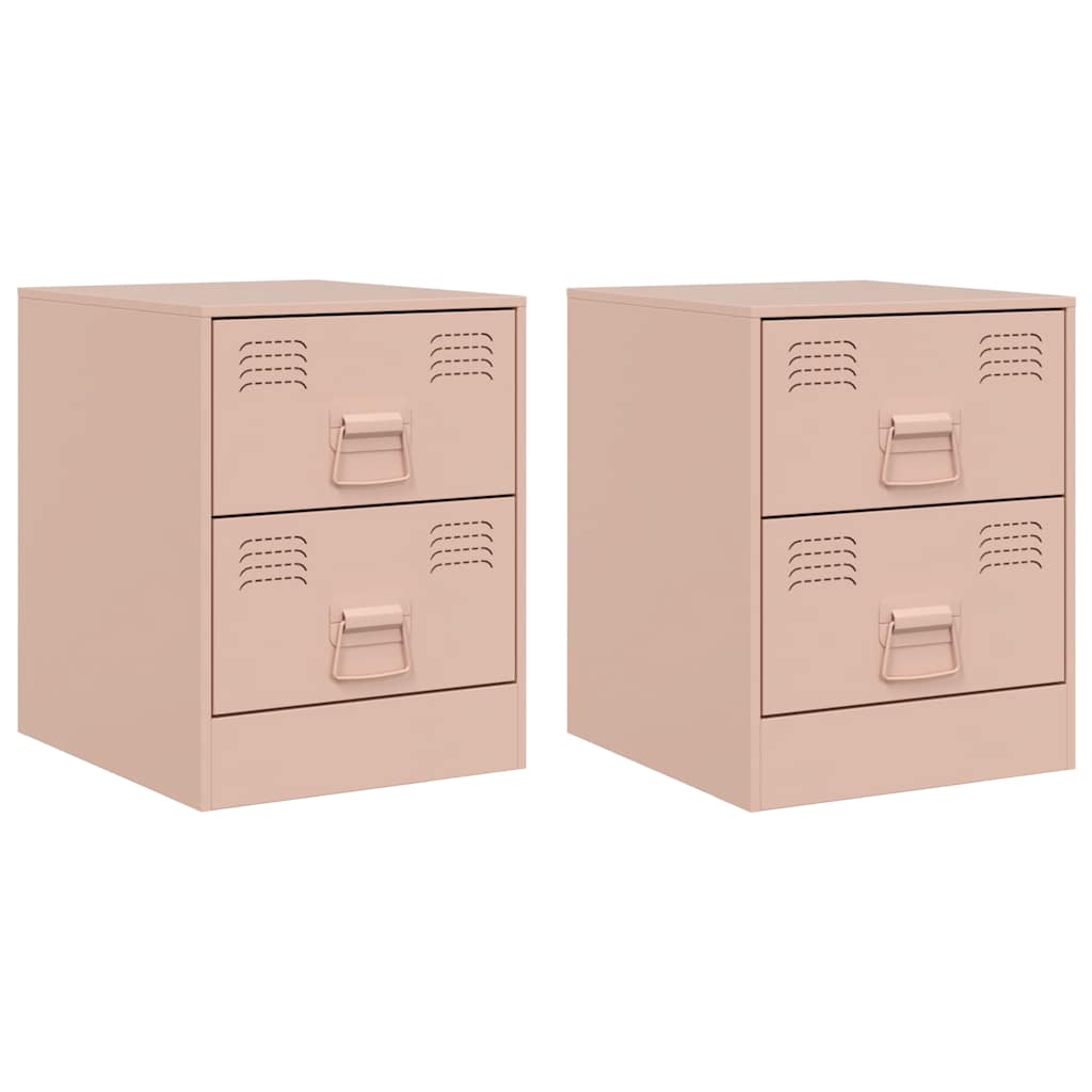 Tables de chevet 2 pcs rose 34,5x39x44 cm acier - XIOS
