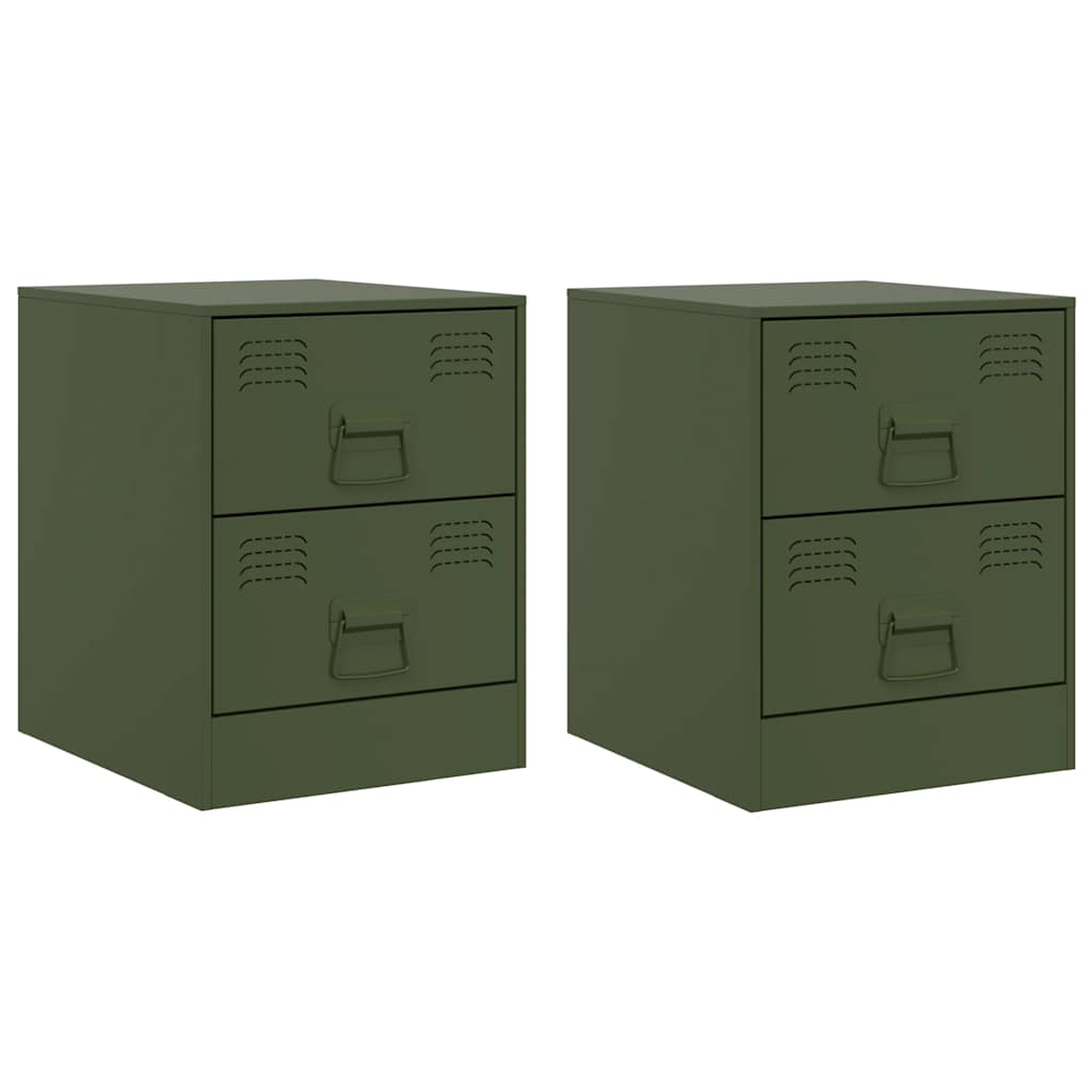 Tables de chevet 2 pcs vert 34,5x39x44 cm acier - XIOS