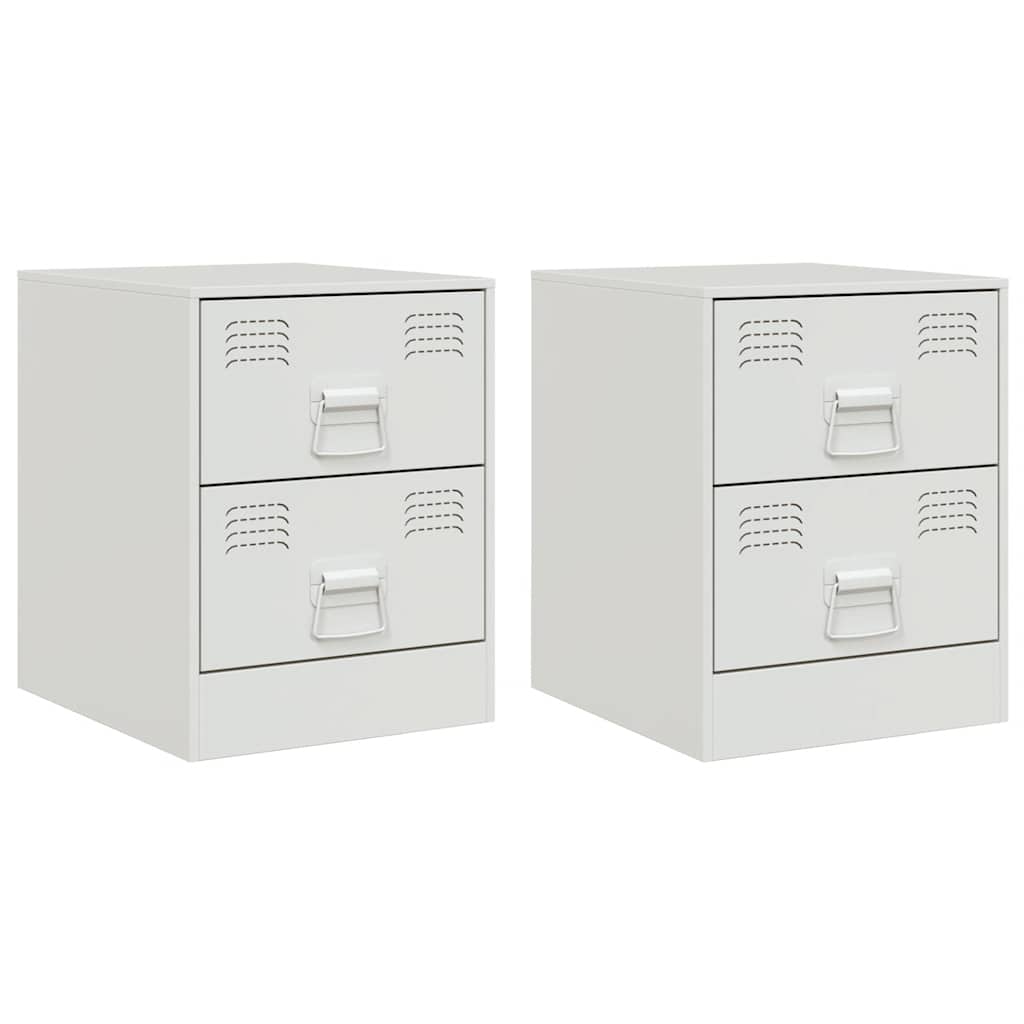 Tables de chevet 2 pcs blanc 34,5x39x44 cm acier - XIOS