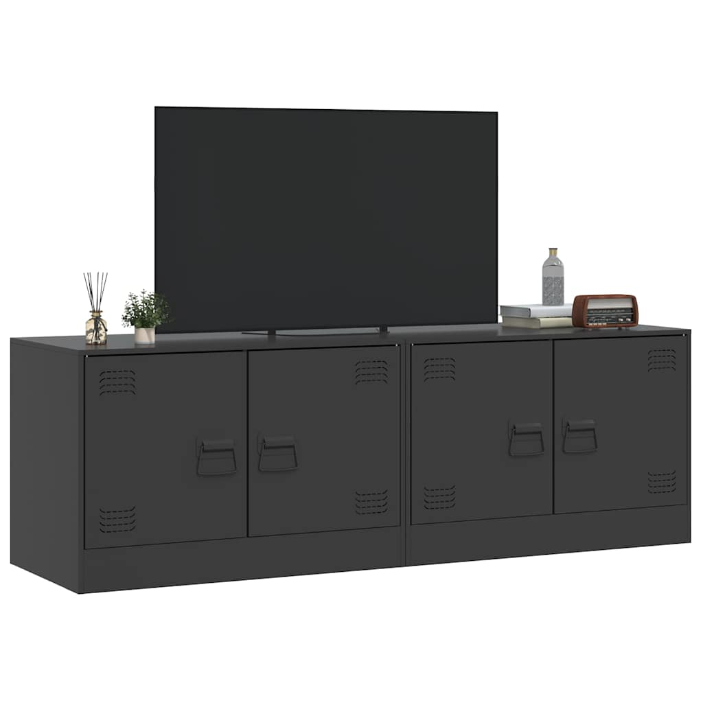 Meubles TV 2 pcs noir 67x39x44 cm acier - XIOS