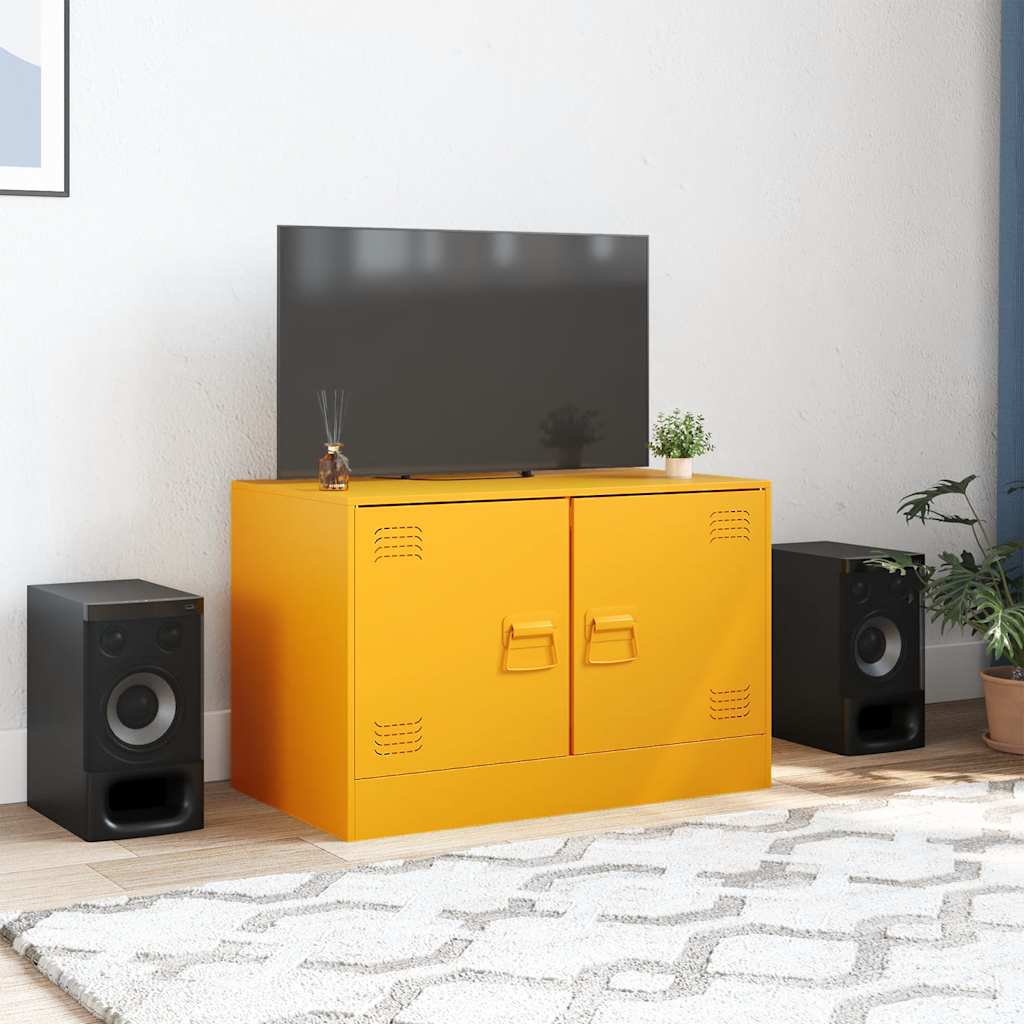 Meuble TV jaune moutarde 67x39x44 cm acier - XIOS