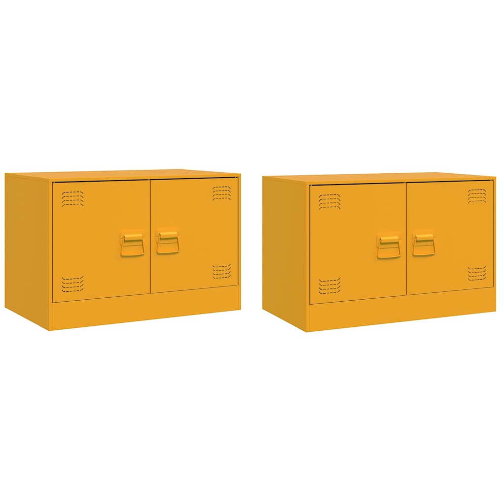 Meubles TV 2 pcs jaune moutarde 67x39x44 cm acier - XIOS