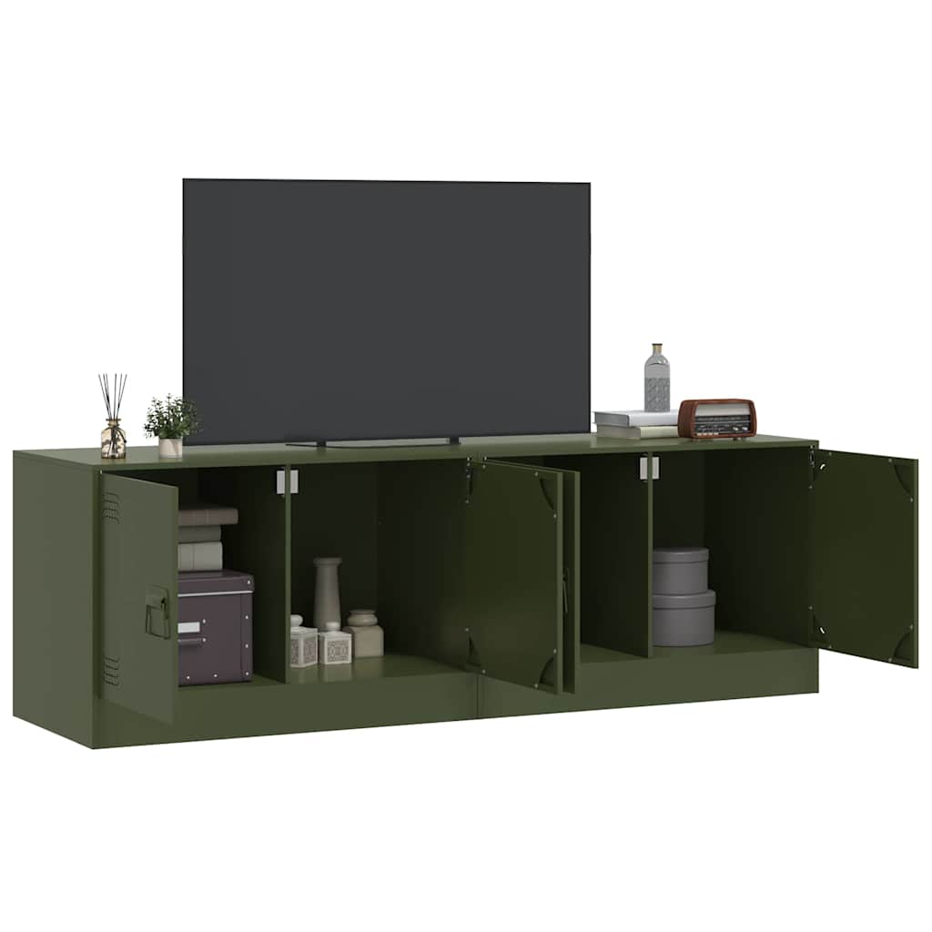 Meubles TV 2 pcs vert olive 67x39x44 cm acier - XIOS