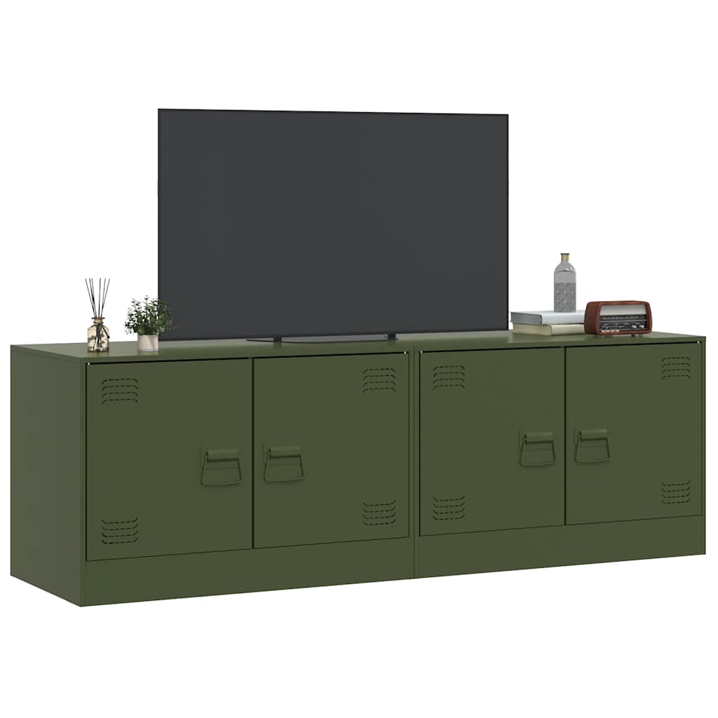 Meubles TV 2 pcs vert olive 67x39x44 cm acier - XIOS