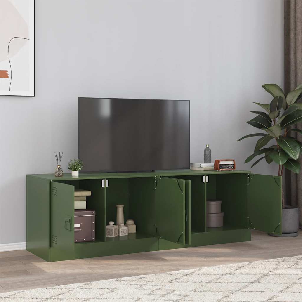 Meubles TV 2 pcs vert olive 67x39x44 cm acier - XIOS