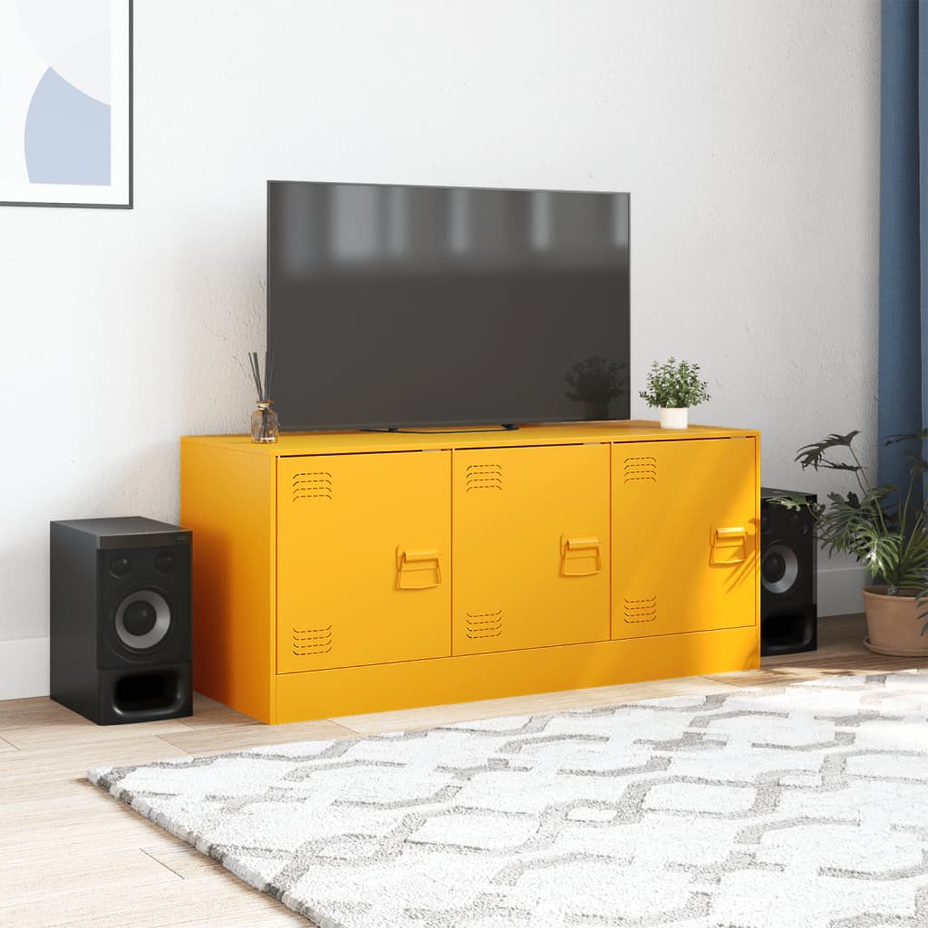 Meuble TV jaune moutarde 99x39x44 cm acier - XIOS