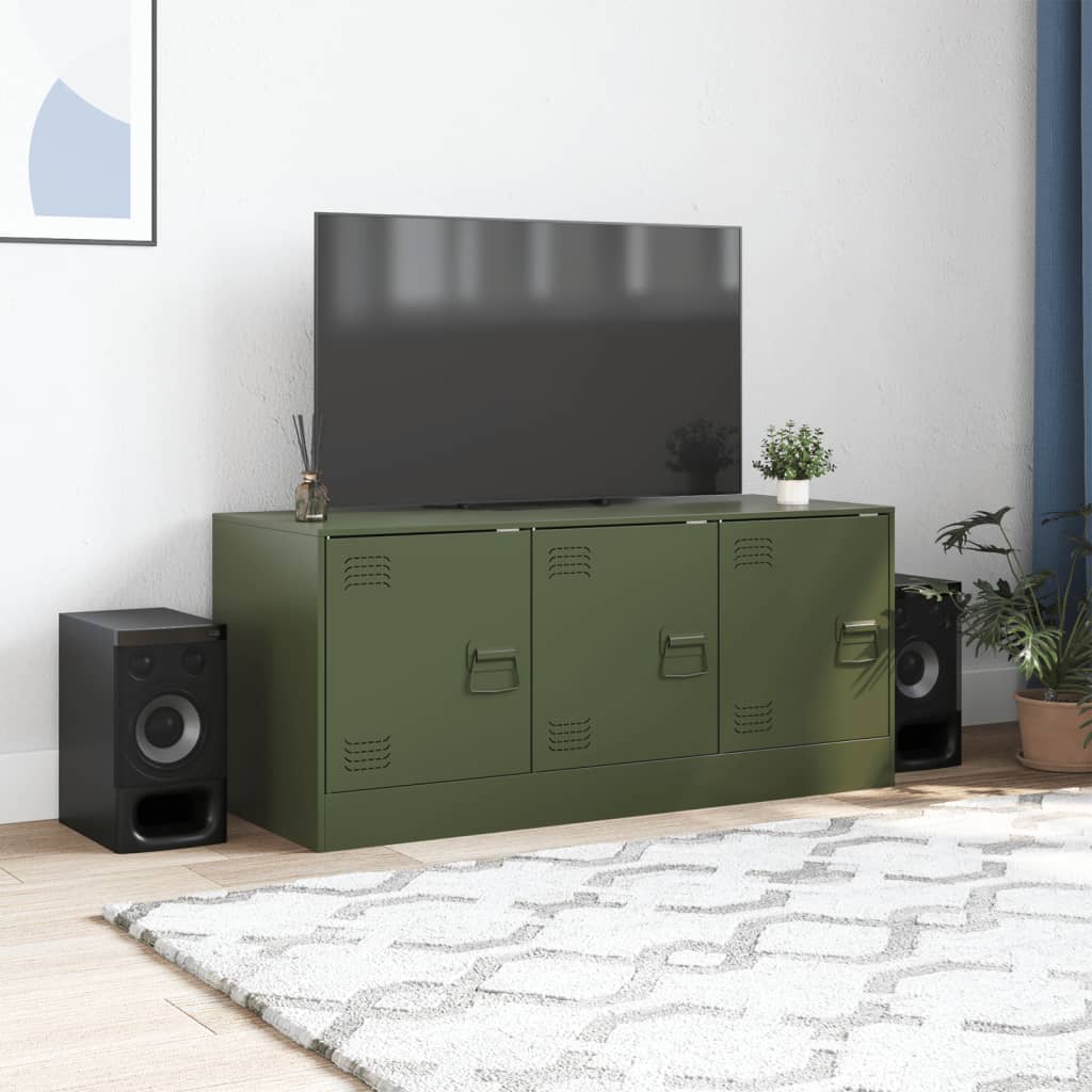 Meuble TV vert olive 99x39x44 cm acier - XIOS
