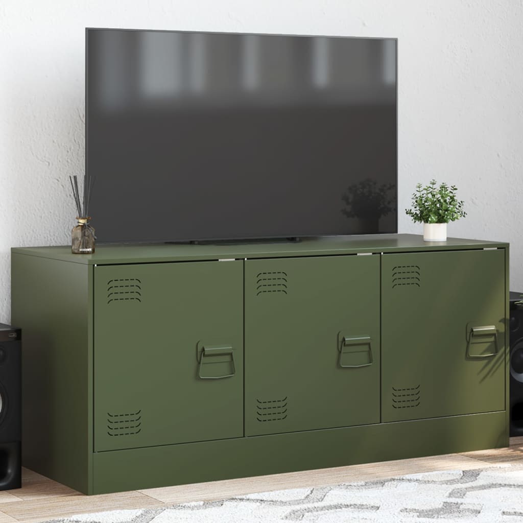 Meuble TV vert olive 99x39x44 cm acier - XIOS