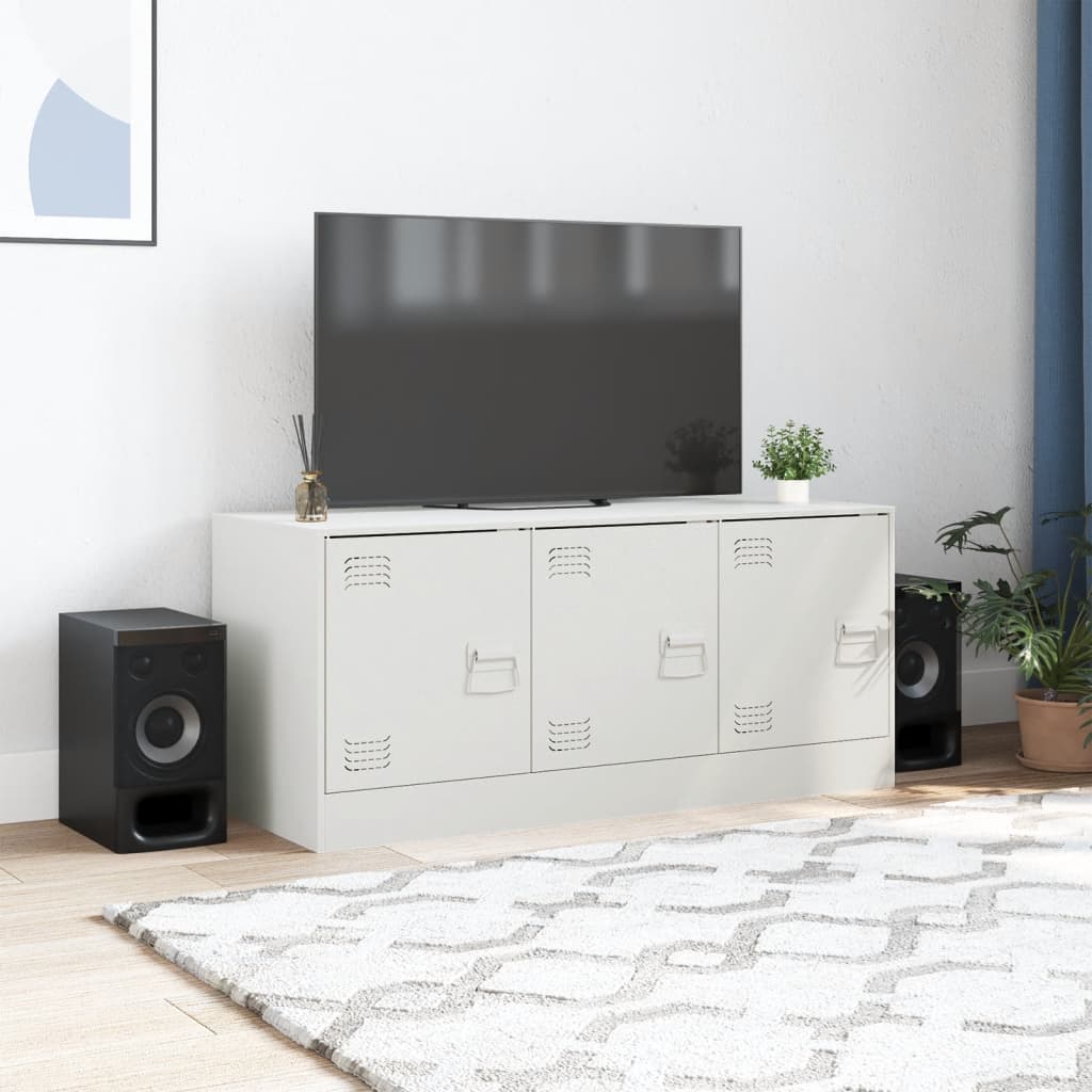 Meuble TV blanc 99x39x44 cm acier - XIOS