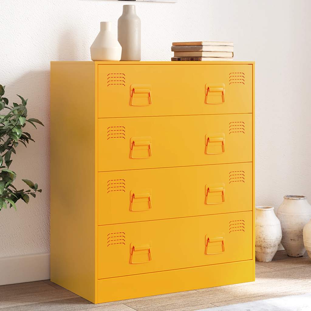 Buffet jaune moutarde 67x39x83 cm acier - XIOS