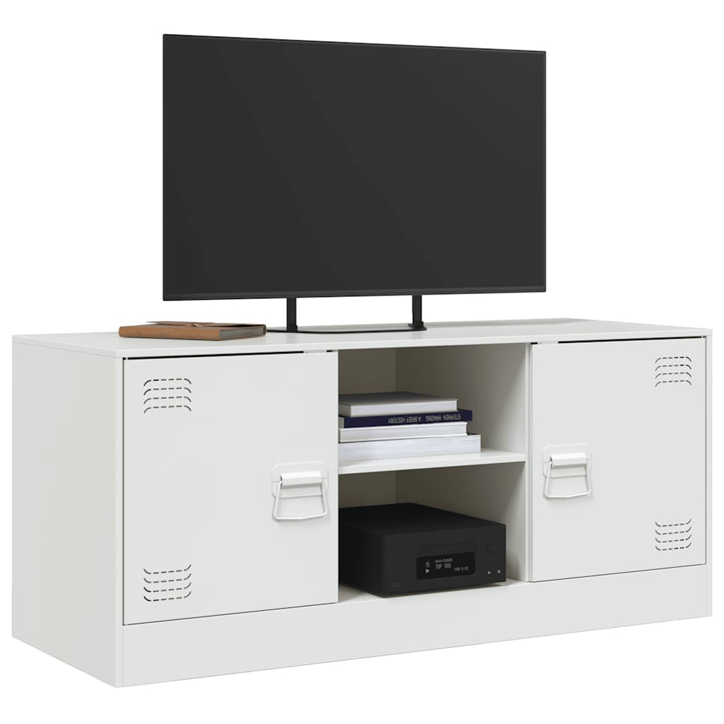 Meuble TV blanc 99x39x44 cm acier - XIOS