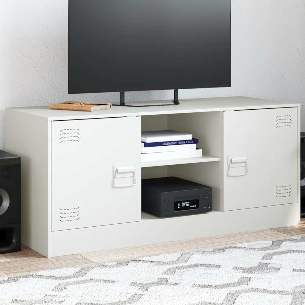Meuble TV blanc 99x39x44 cm acier - XIOS