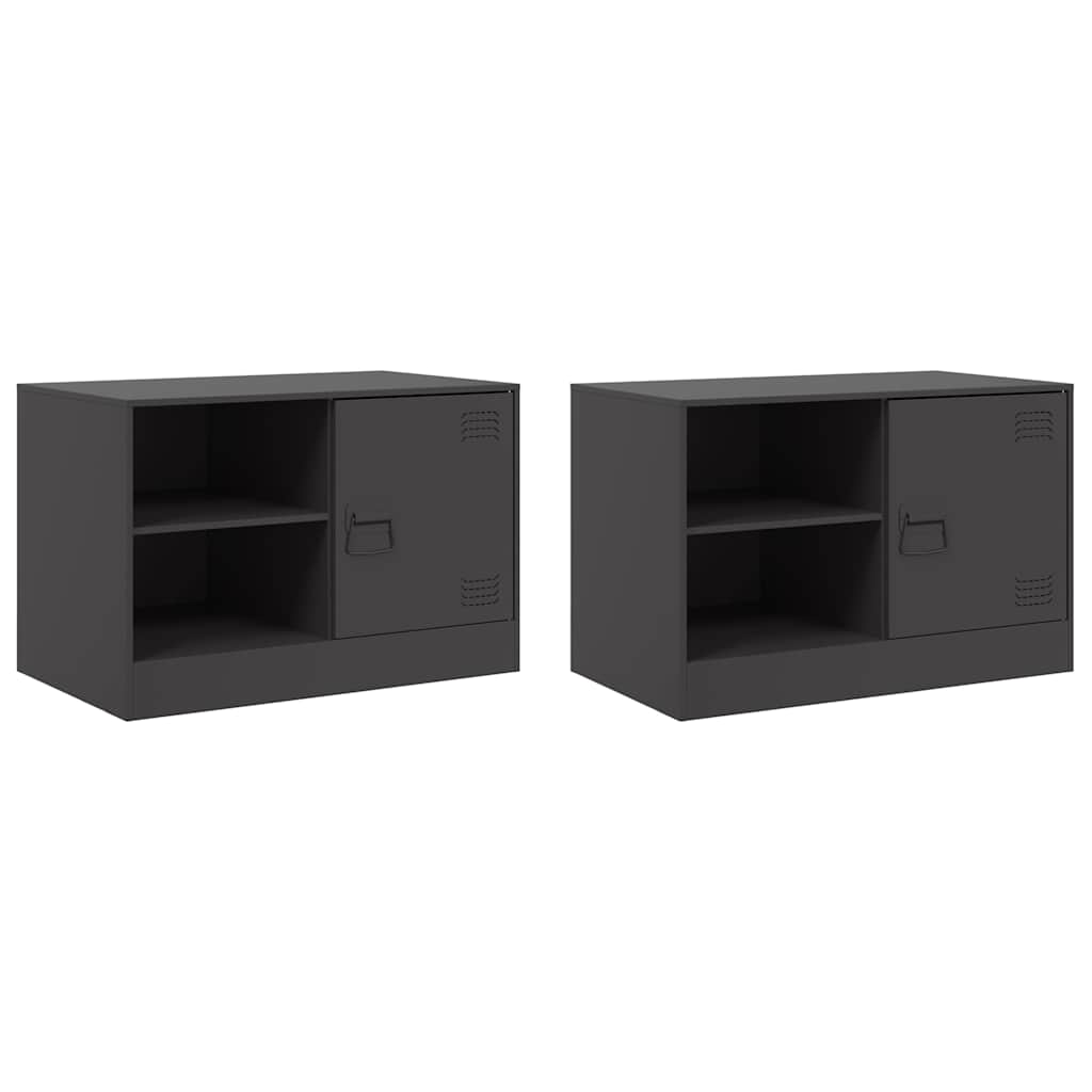 Meubles TV 2 pcs noir 67x39x44 cm acier - XIOS