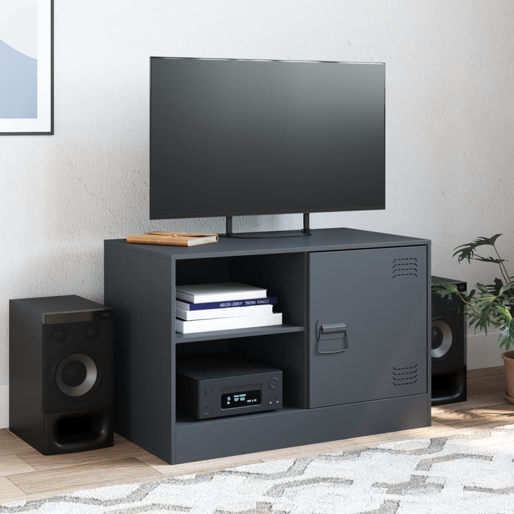 Meuble TV anthracite 67x39x44 cm acier - XIOS