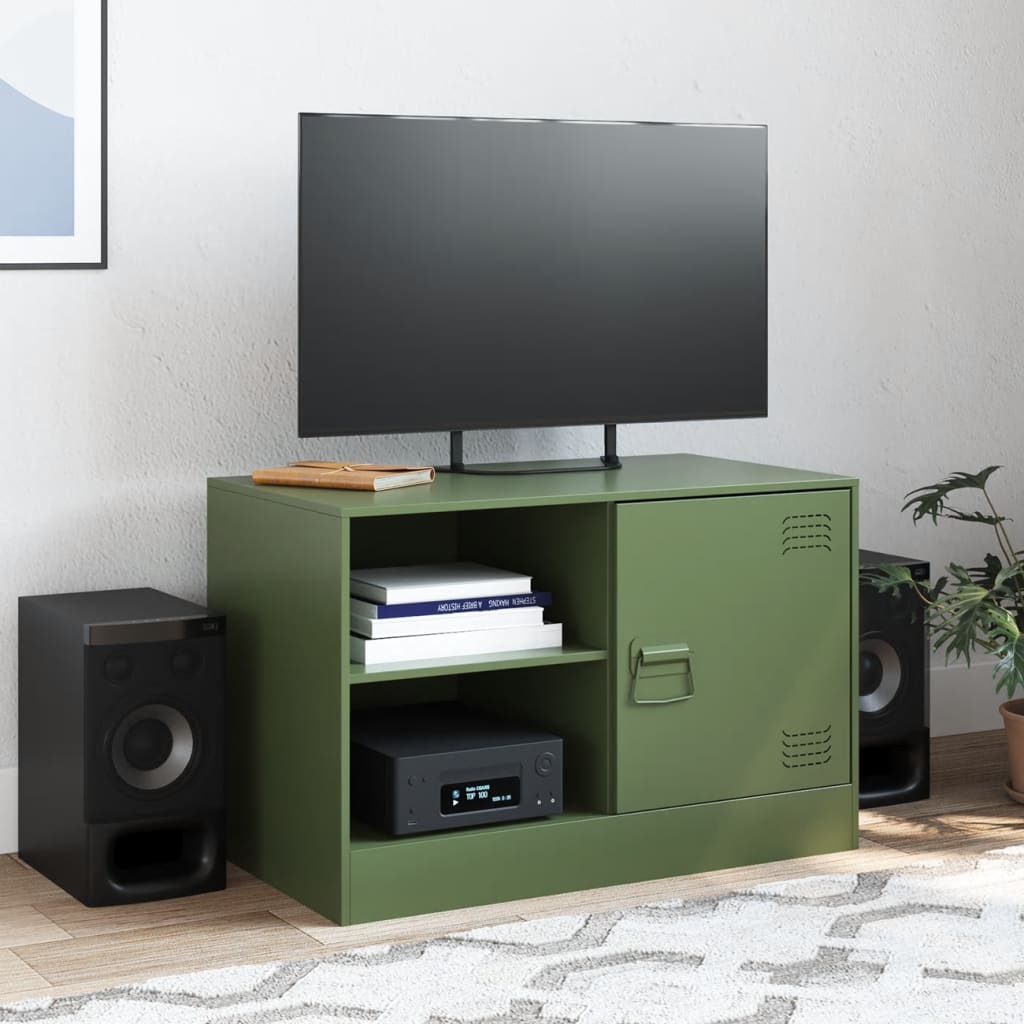 Meuble TV vert olive 67x39x44 cm acier - XIOS