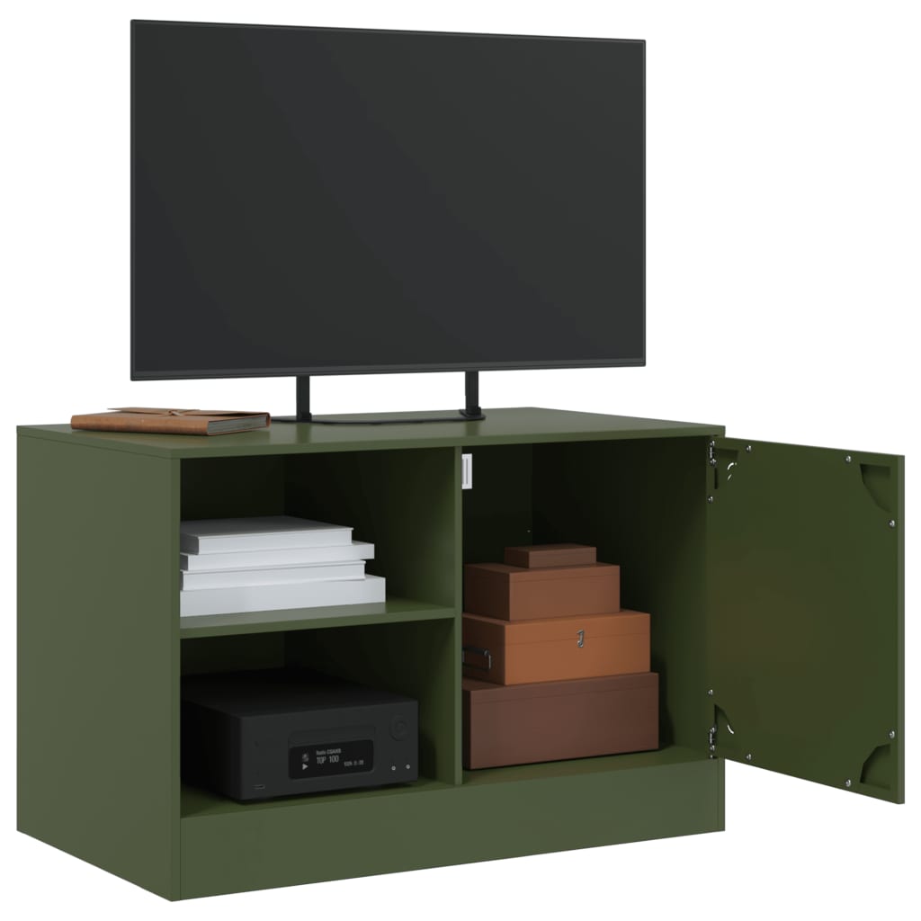 Meuble TV vert olive 67x39x44 cm acier - XIOS