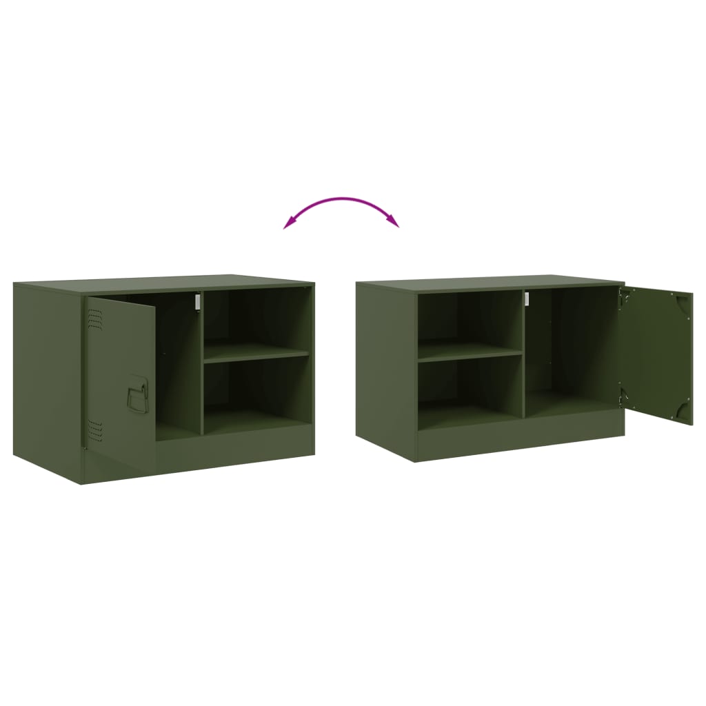 Meuble TV vert olive 67x39x44 cm acier - XIOS