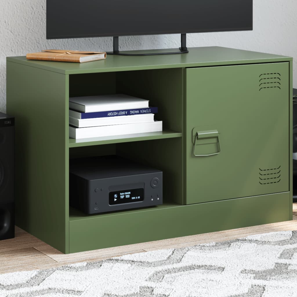 Meuble TV vert olive 67x39x44 cm acier - XIOS
