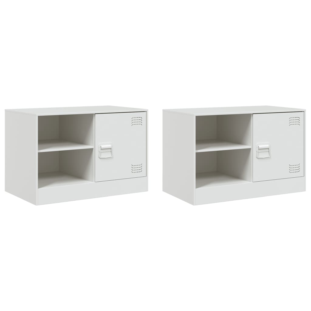 Meubles TV 2 pcs blanc 67x39x44 cm acier - XIOS