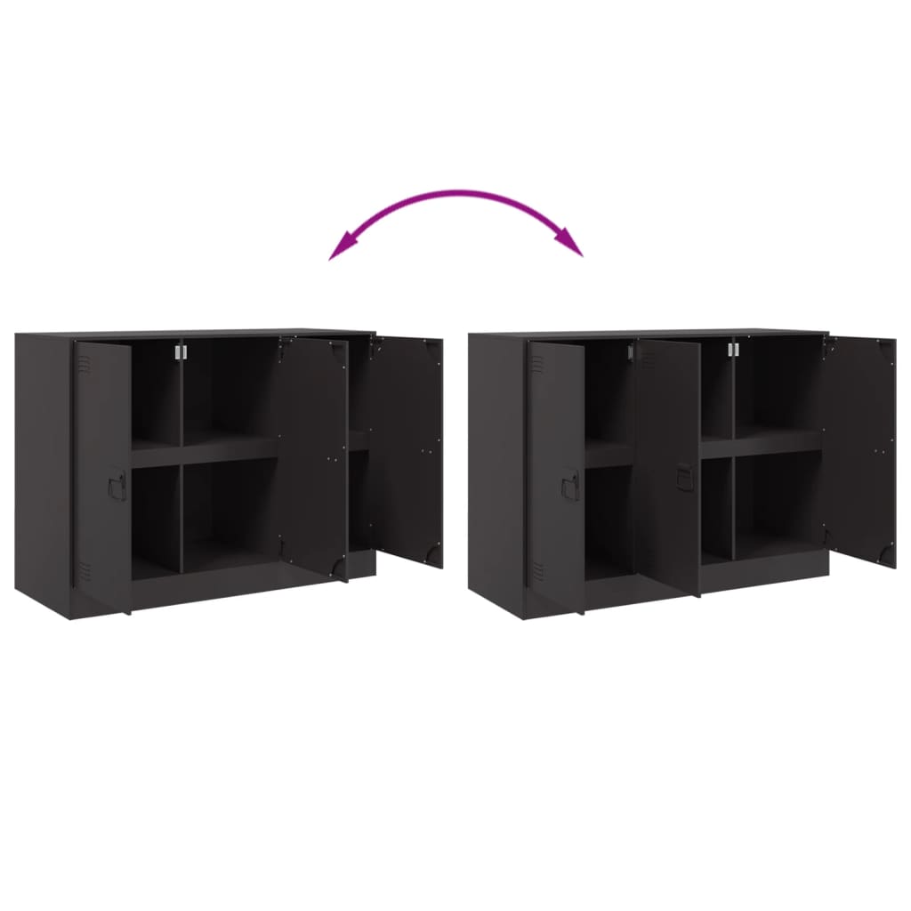 Buffet noir 99x39x73 cm acier