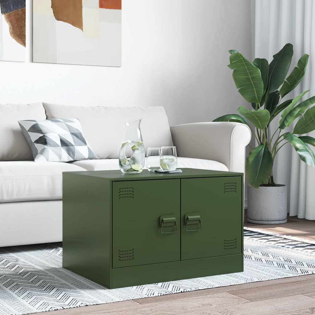 Table basse vert olive 67x50x44 cm acier - XIOS