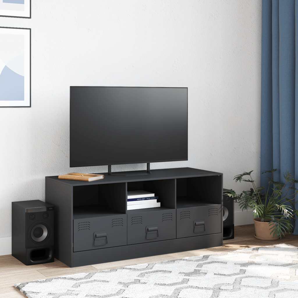 Meuble TV anthracite 99x39x44 cm acier - XIOS