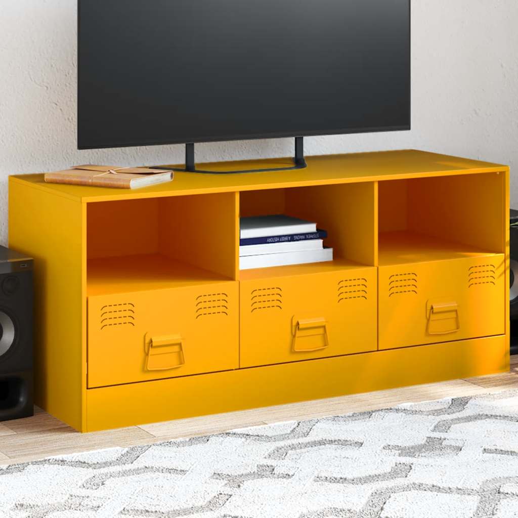 Meuble TV jaune moutarde 99x39x44 cm acier - XIOS