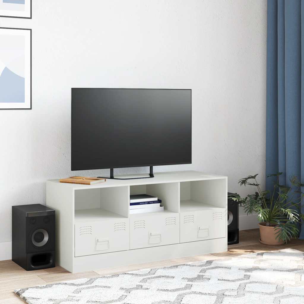 Meuble TV blanc 99x39x44 cm acier - XIOS