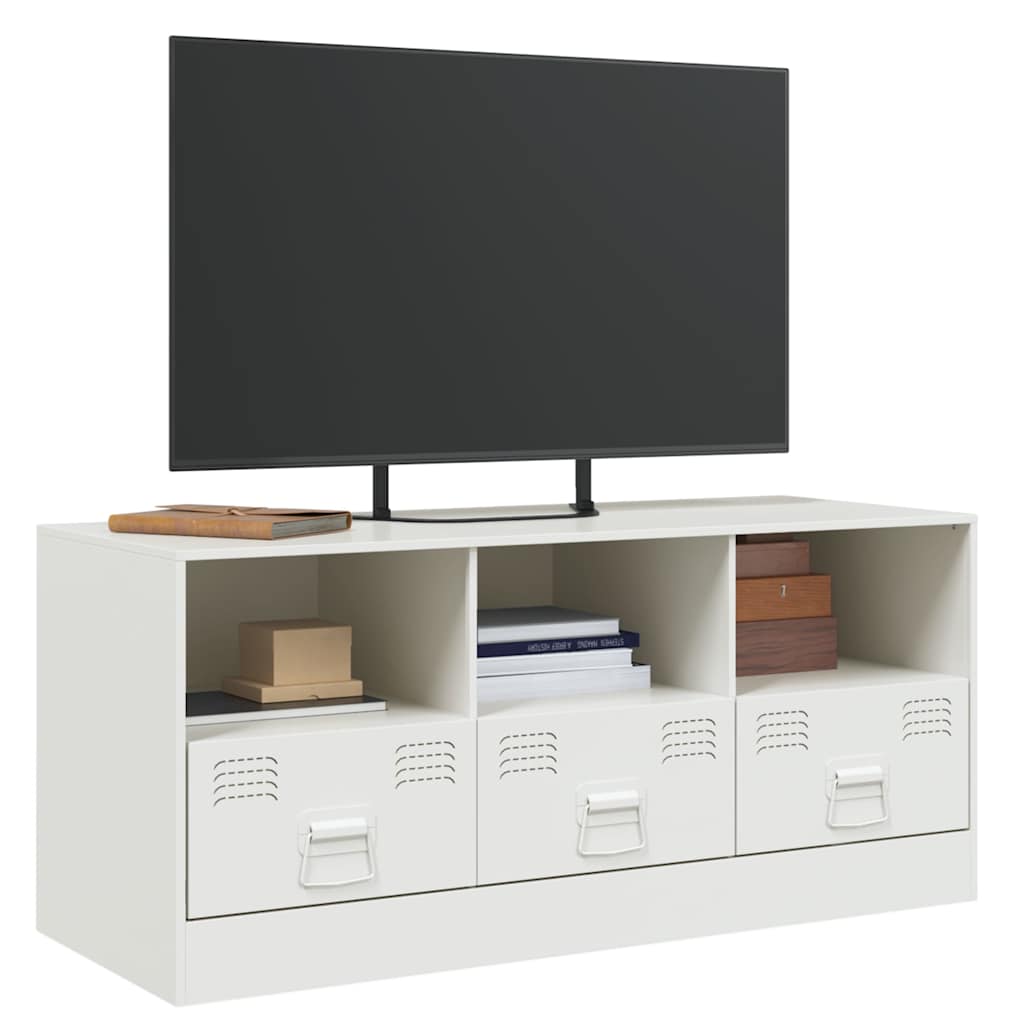 Meuble TV blanc 99x39x44 cm acier - XIOS