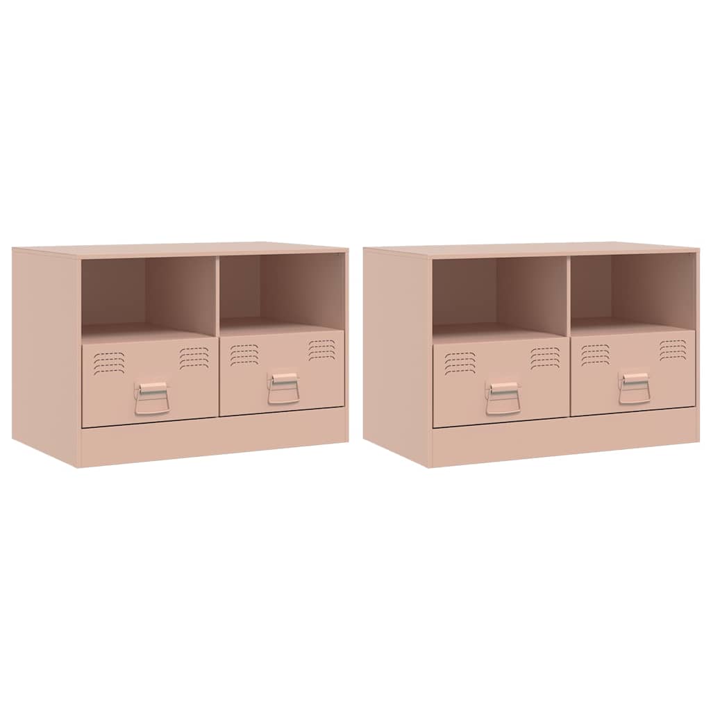Meubles TV 2 pcs rose 67x39x44 cm acier - XIOS