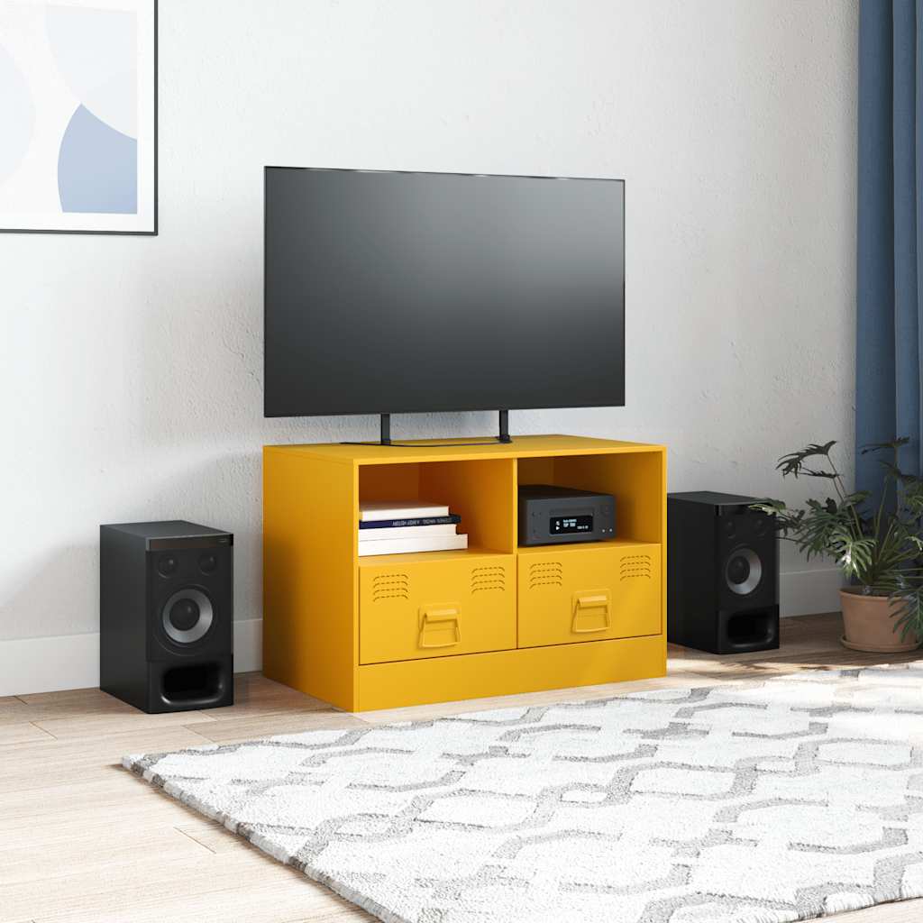 Meuble TV jaune moutarde 67x39x44 cm acier - XIOS