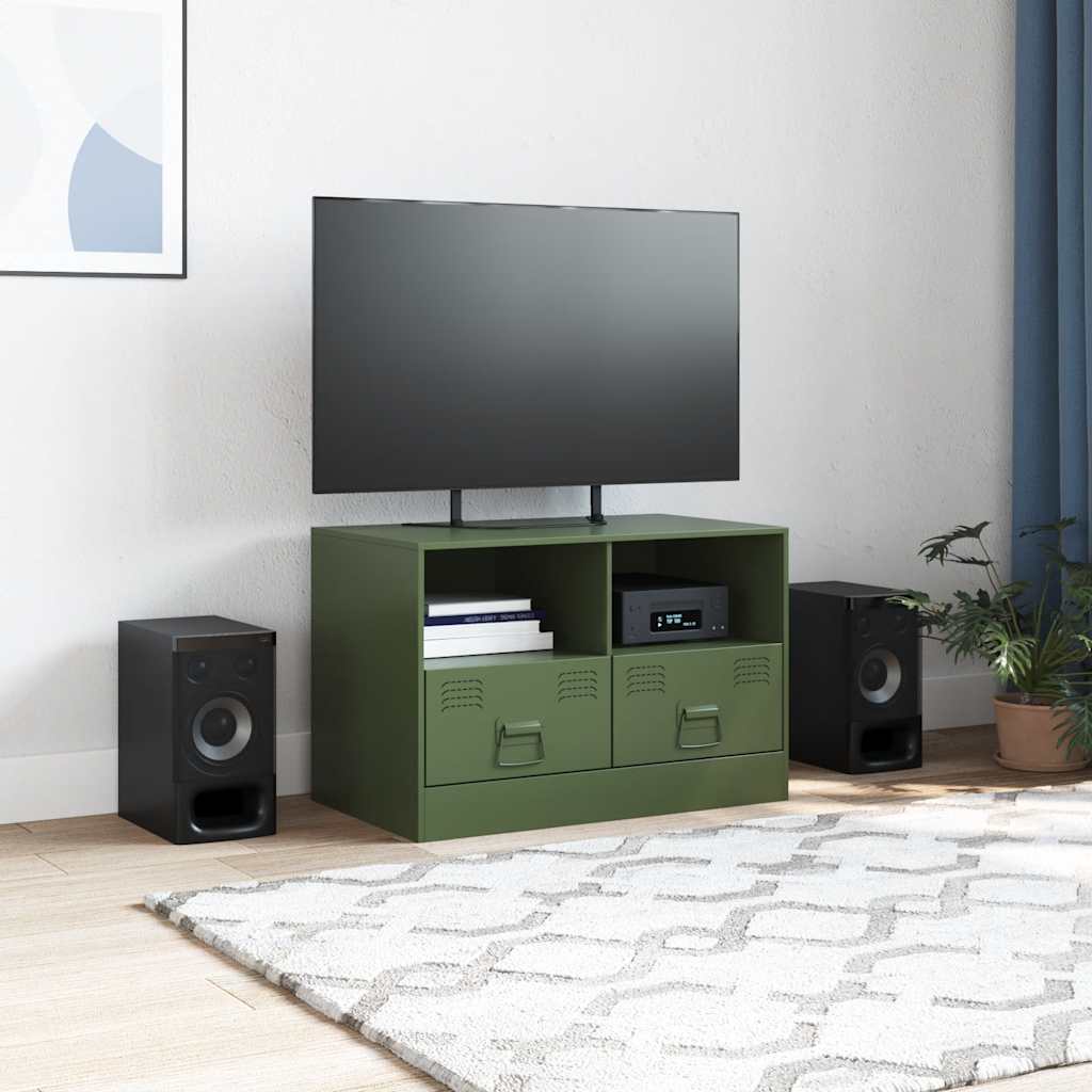 Meuble TV vert olive 67x39x44 cm acier - XIOS