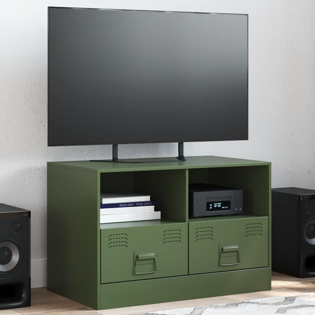 Meuble TV vert olive 67x39x44 cm acier - XIOS