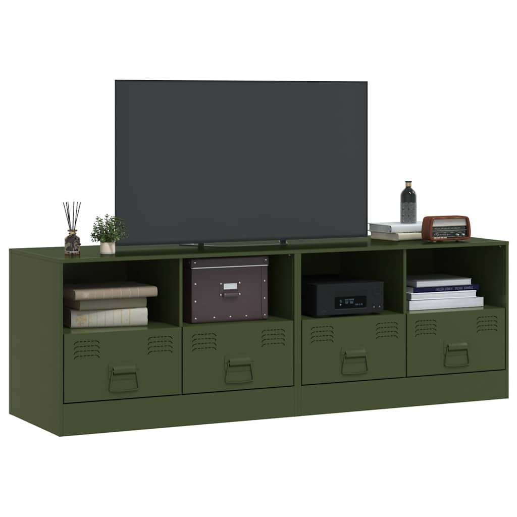 Meubles TV 2 pcs vert olive 67x39x44 cm acier - XIOS