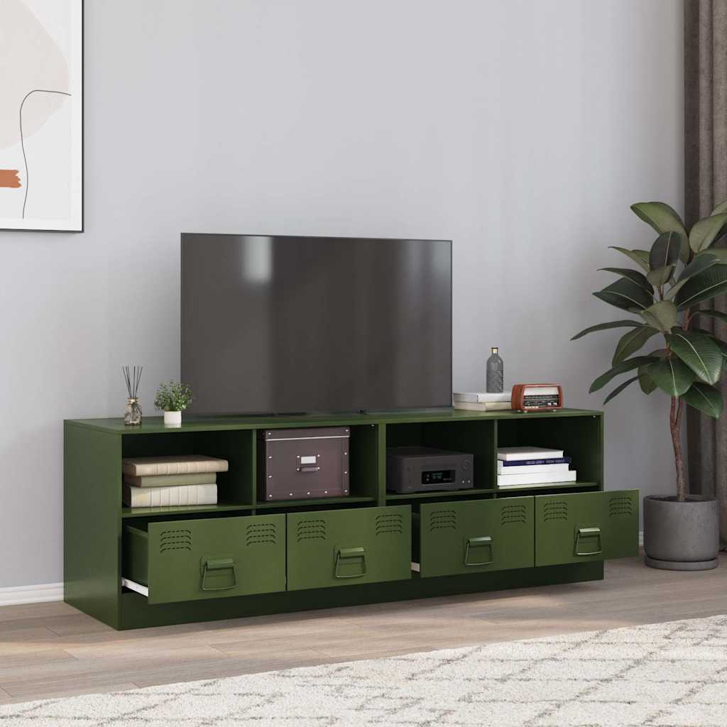 Meubles TV 2 pcs vert olive 67x39x44 cm acier - XIOS