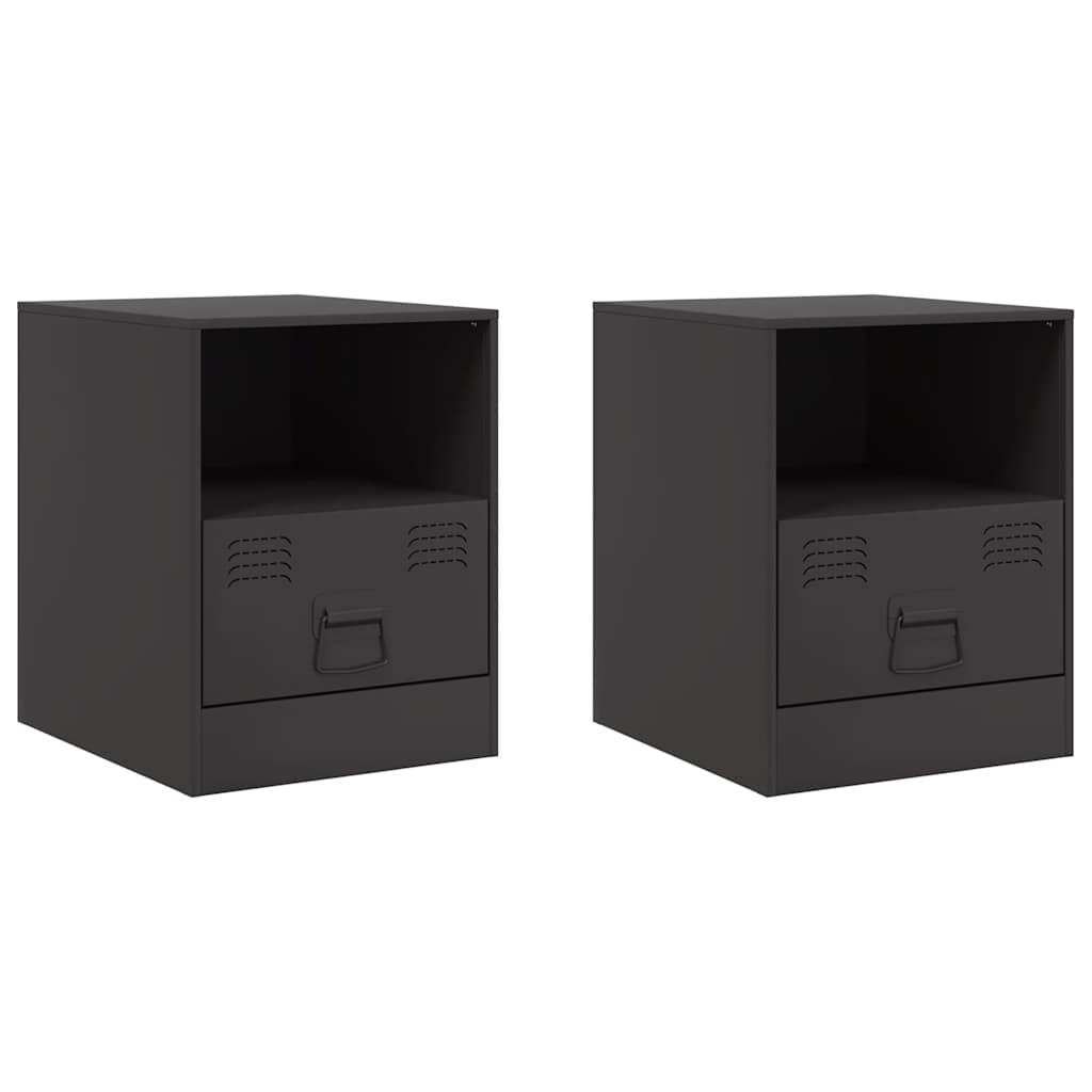 Tables de chevet 2 pcs noir 34,5x39x44 cm acier - XIOS