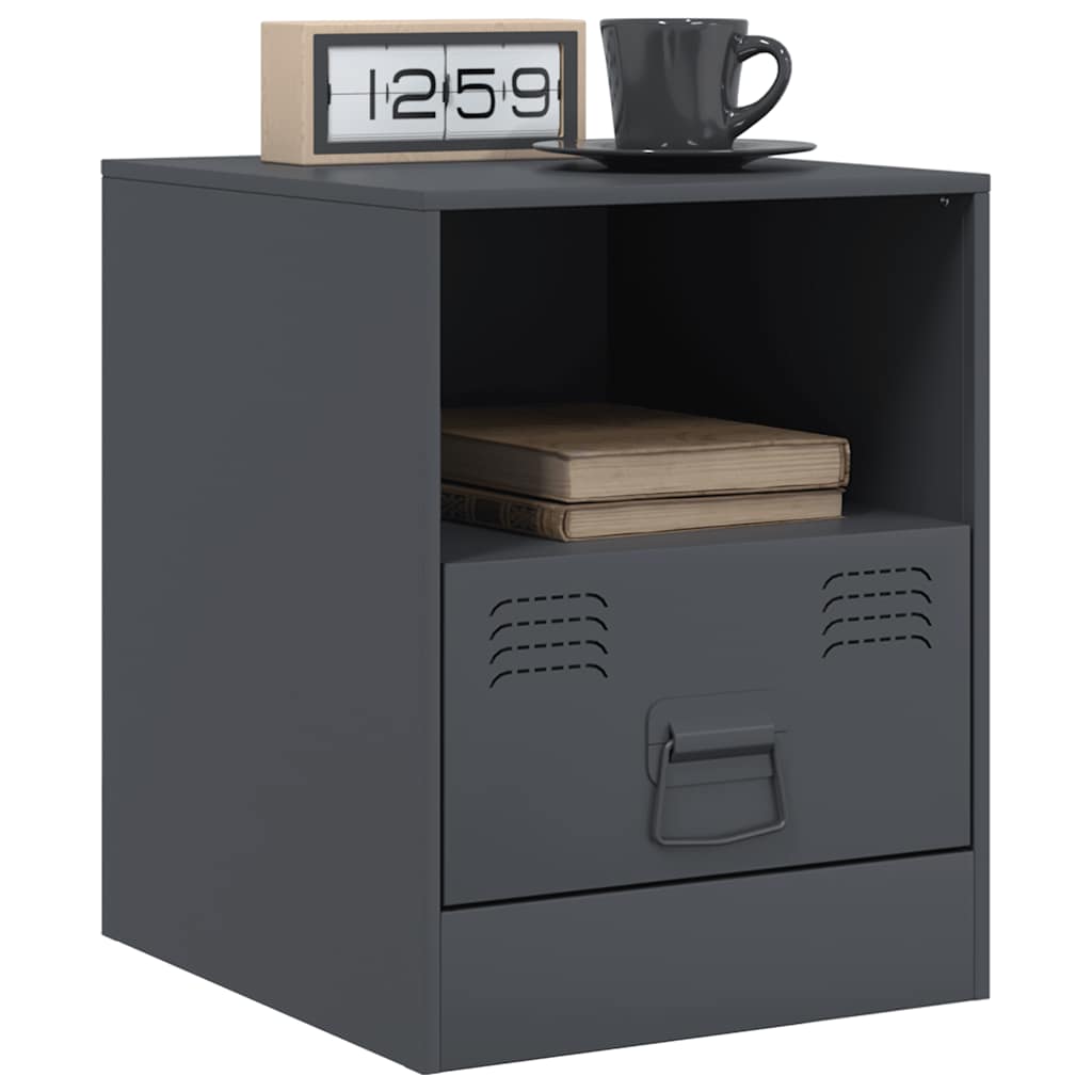 Table de chevet anthracite 34,5x39x44 cm acier - XIOS