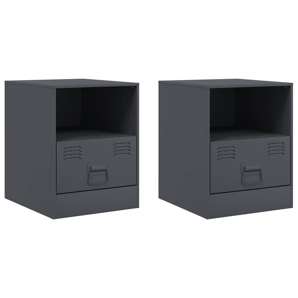 Tables de chevet 2 pcs anthracite 34,5x39x44 cm acier - XIOS