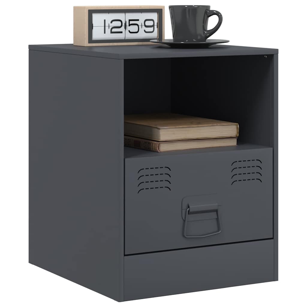 Tables de chevet 2 pcs anthracite 34,5x39x44 cm acier - XIOS