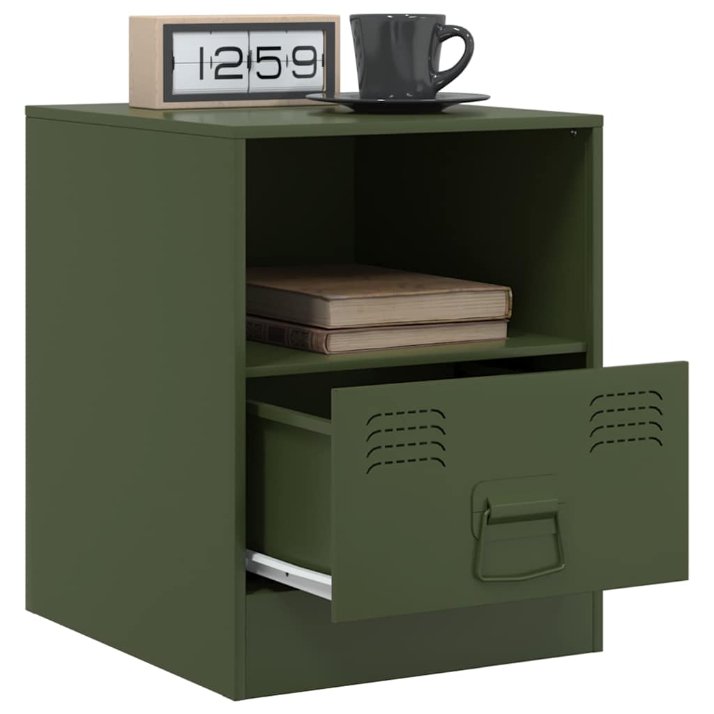Tables de chevet 2 pcs vert olive 34,5x39x44 cm acier - XIOS