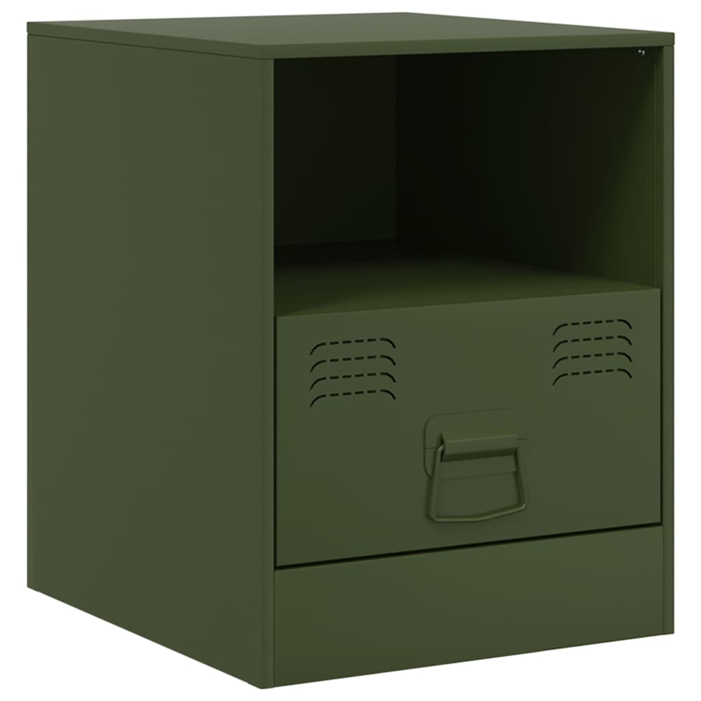 Tables de chevet 2 pcs vert olive 34,5x39x44 cm acier - XIOS