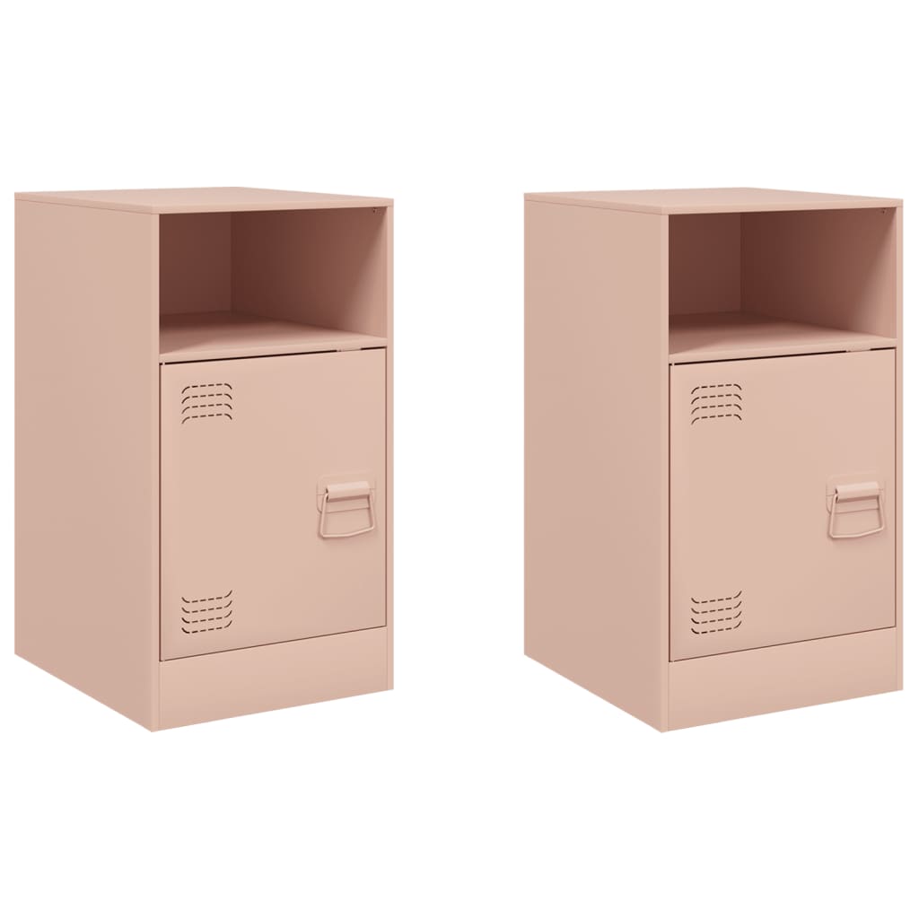 Tables de chevet 2 pcs rose 34,5x39x62 cm acier - XIOS