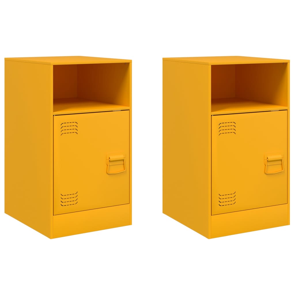 Tables de chevet 2 pcs jaune moutarde 34,5x39x62 cm acier - XIOS