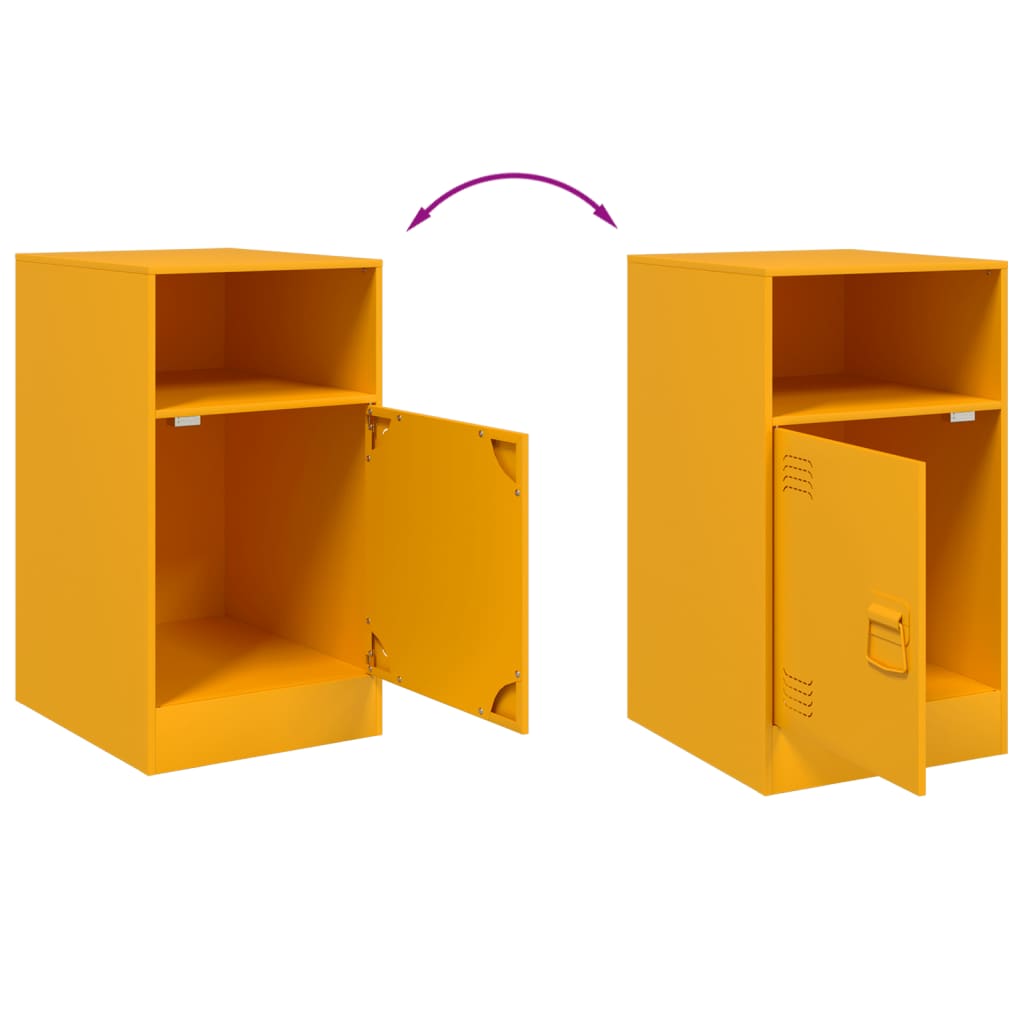 Tables de chevet 2 pcs jaune moutarde 34,5x39x62 cm acier - XIOS