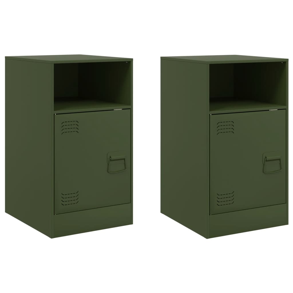 Tables de chevet 2 pcs vert olive 34,5x39x62 cm acier - XIOS